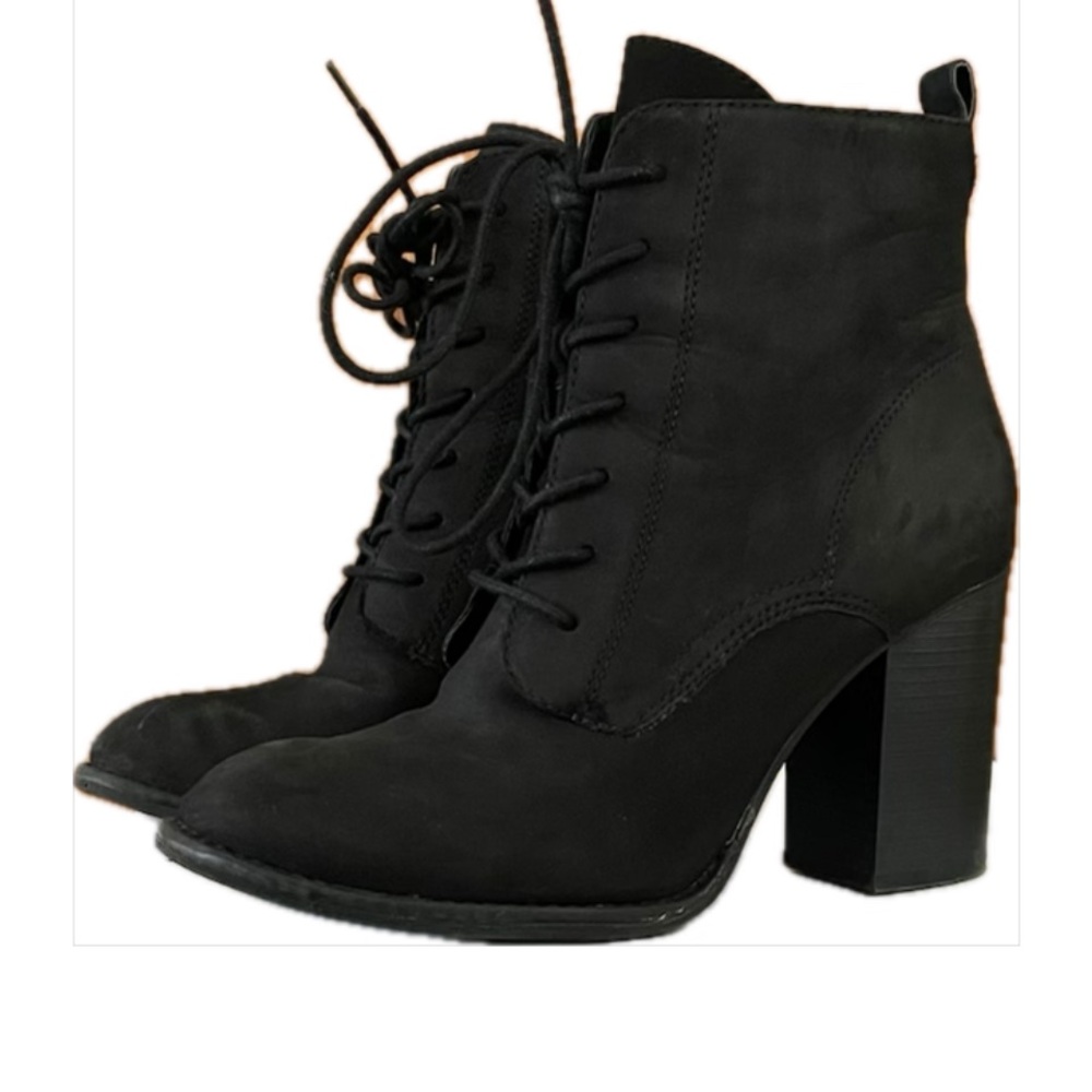 Aldo Black Lace-Up Heeled Boots